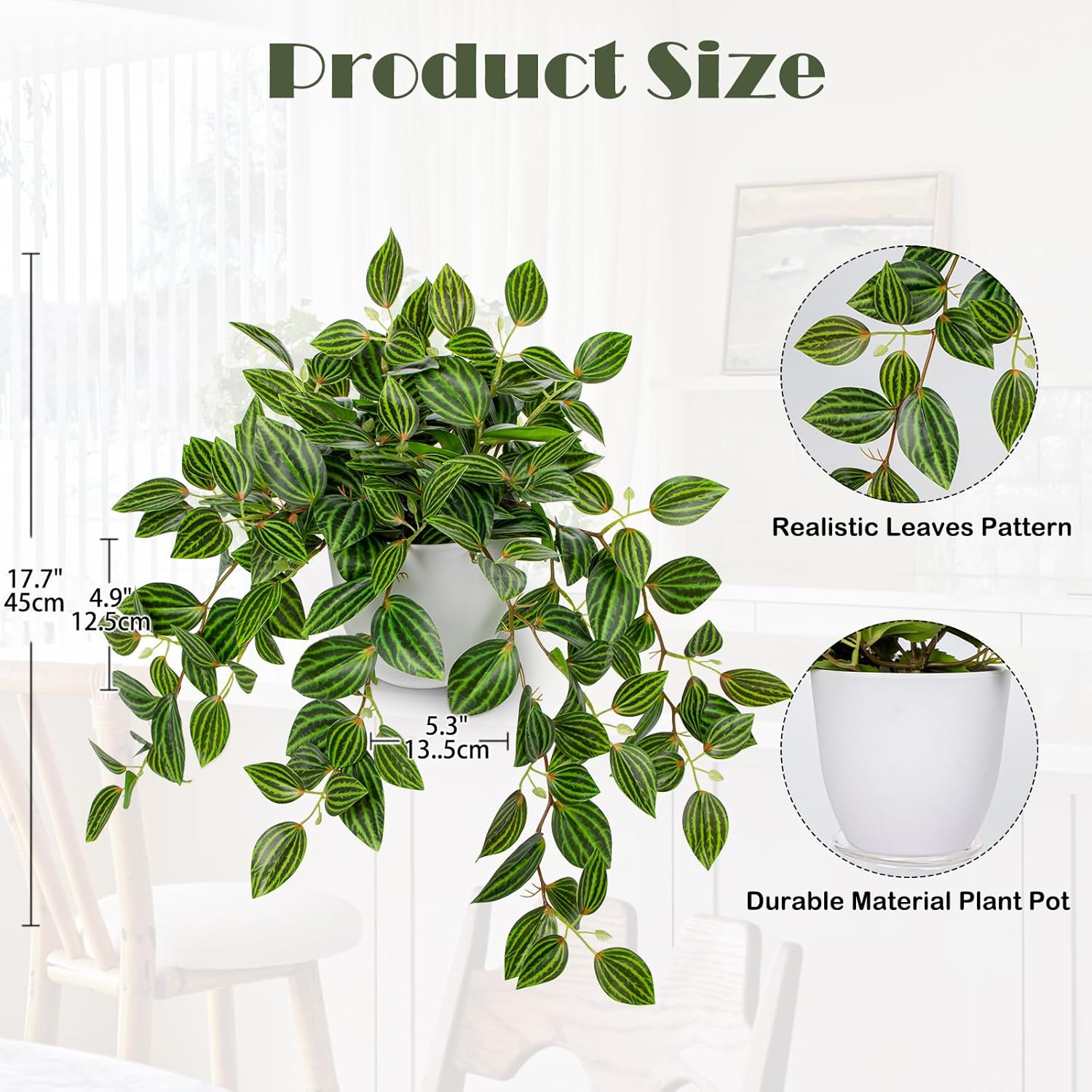 Artificial Plants Indoor Fake  - огляд і ціна Peperomia Watermelon